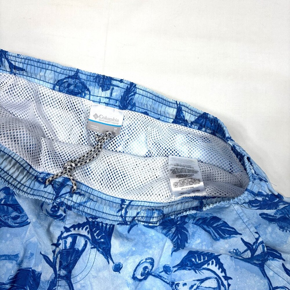 Columbia PFG Blue Fishing Marlin Graphic Mesh Lined Swim Trunks Shorts Mens Med - Picture 4 of 8